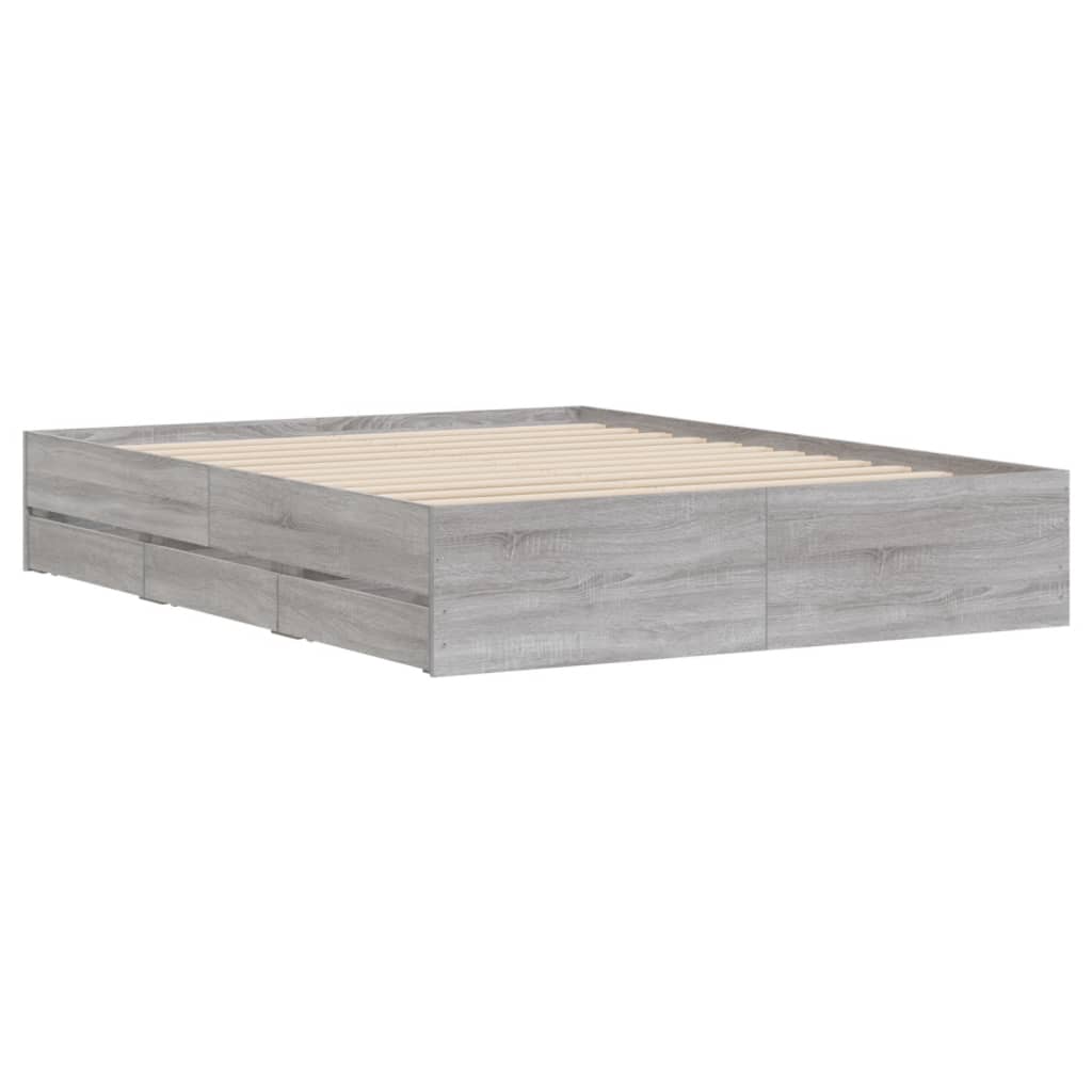 vidaXL Giroletto Cassetti Grigio Sonoma 140x190 cm Legno Multistrato