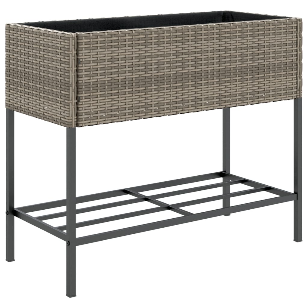 vidaXL Fioriere Giardino con Ripiani 2pz Grigie 90x40x75cm Polyrattan