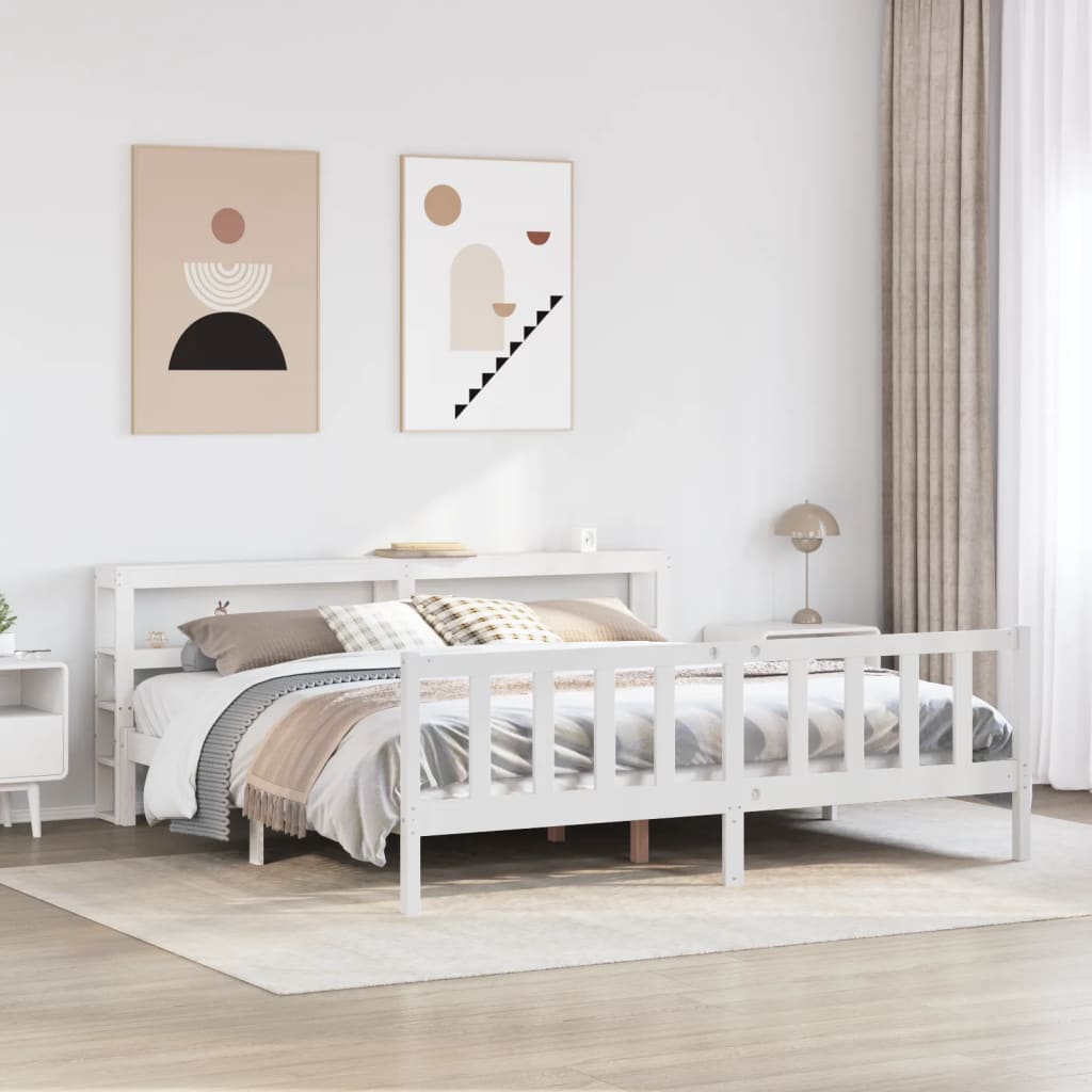 vidaXL Letto senza Materasso Bianco 180x200 cm Legno Massello di Pino