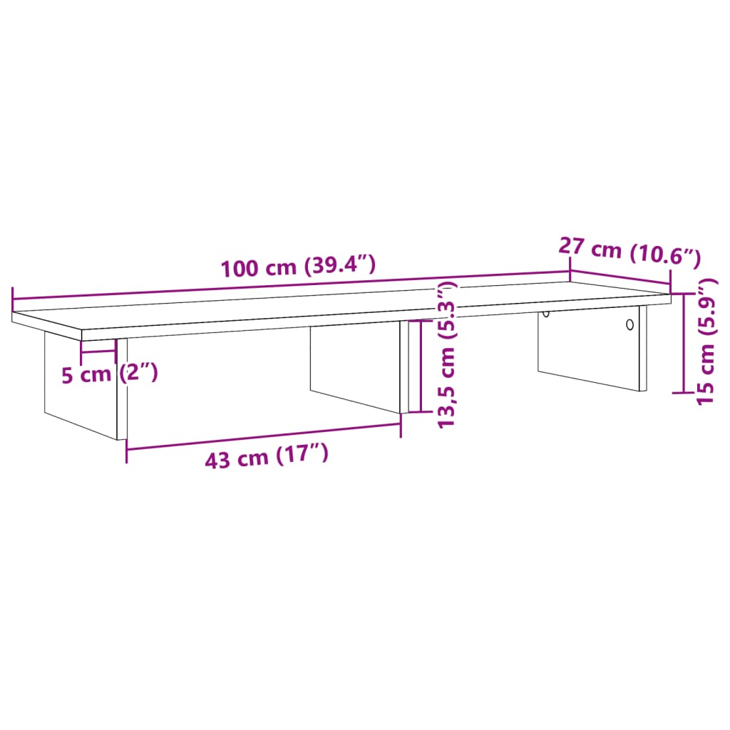 vidaXL Supporto per Monitor Rovere Marrone 100x27x15 cm in Truciolato