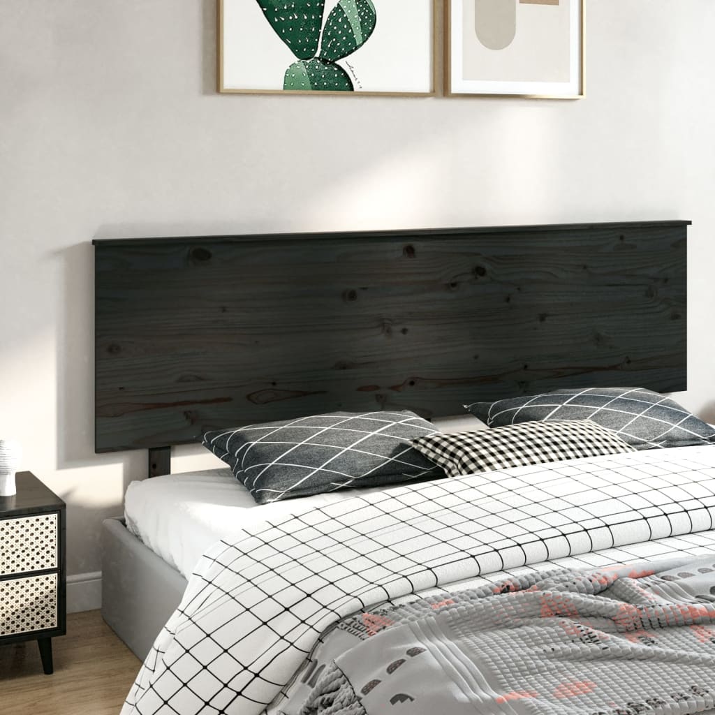 vidaXL Testiera per Letto Nera 204x6x82,5 cm in Legno Massello di Pino