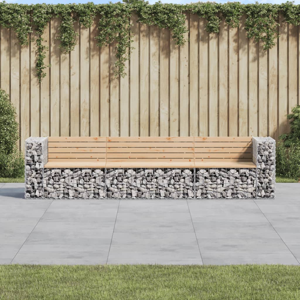 vidaXL Panca Giardino Design Gabbione 287x71x65,5 cm Massello di Pino