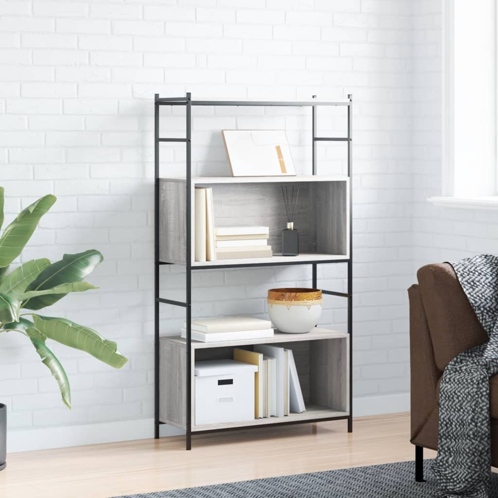 vidaXL Libreria Grigio Sonoma 80x30x145,5 cm Legno Multistrato e Ferro