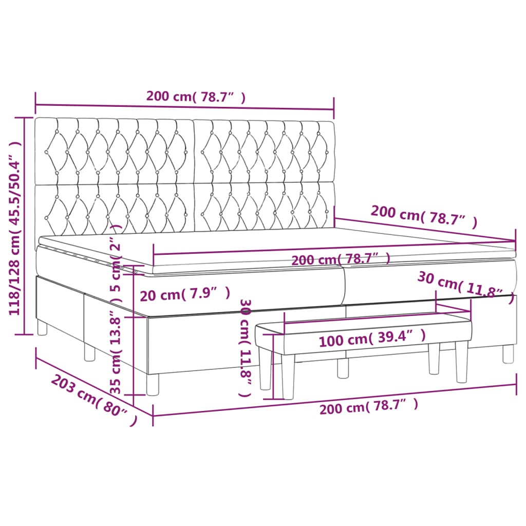 vidaXL Giroletto a Molle con Materasso Rosa 200x200 cm in Velluto