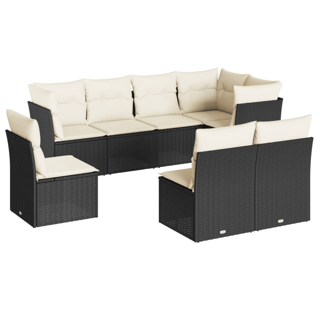 vidaXL Set Divani da Giardino con Cuscini 8 pz Nero in Polyrattan