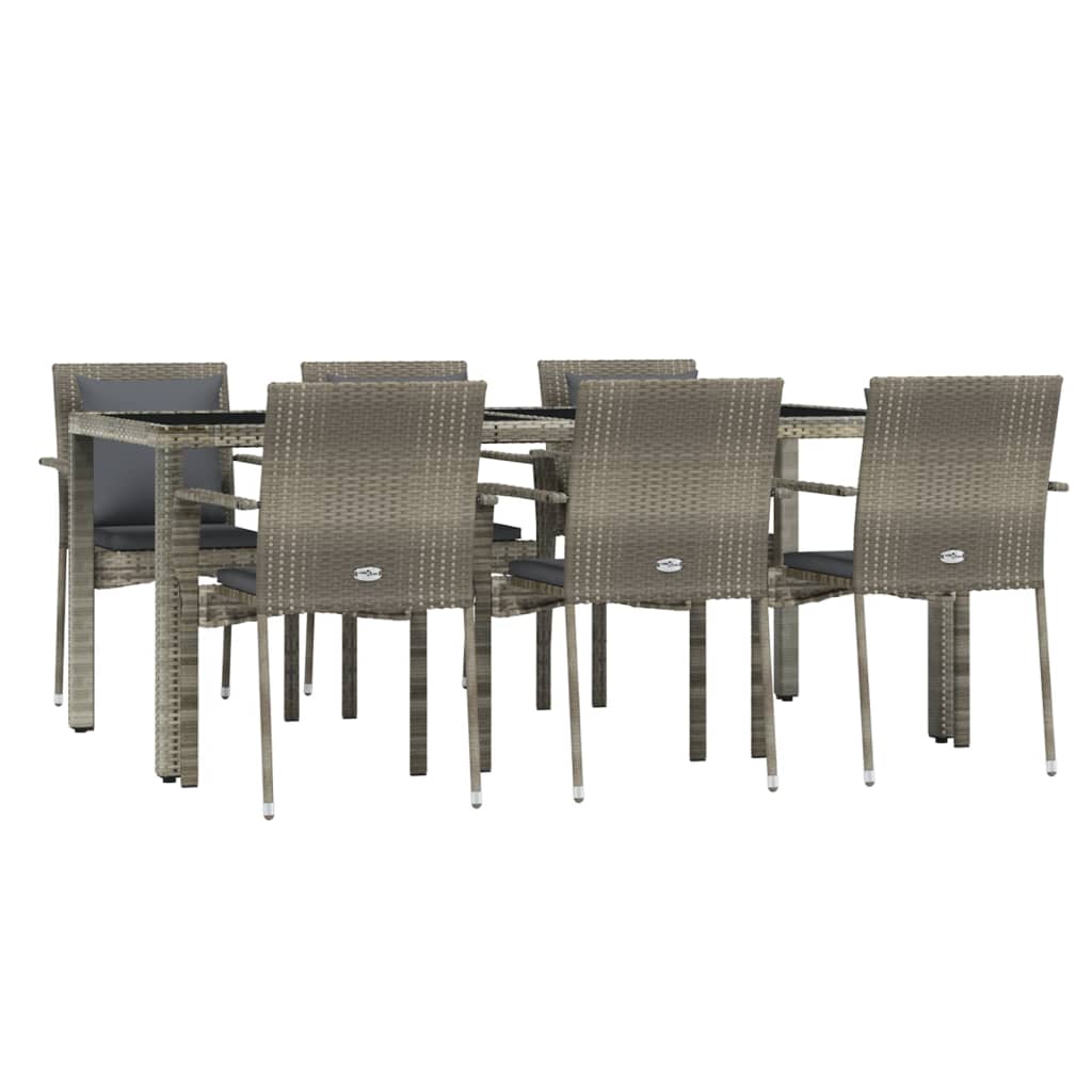 vidaXL Set da Pranzo da Giardino 7 pz con Cuscini in Polyrattan Grigio