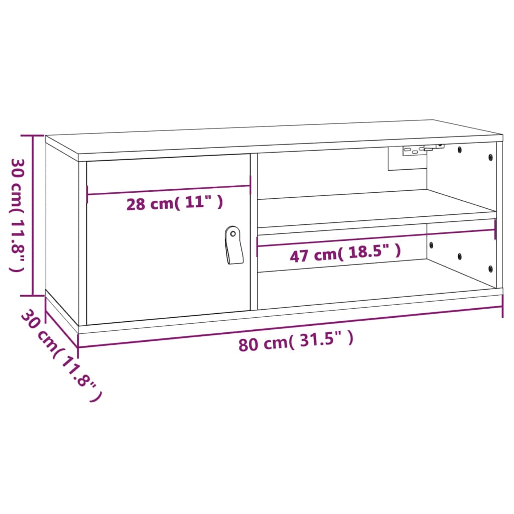 vidaXL Pensile ambra 80x30x30 cm in Legno Massello di Pino