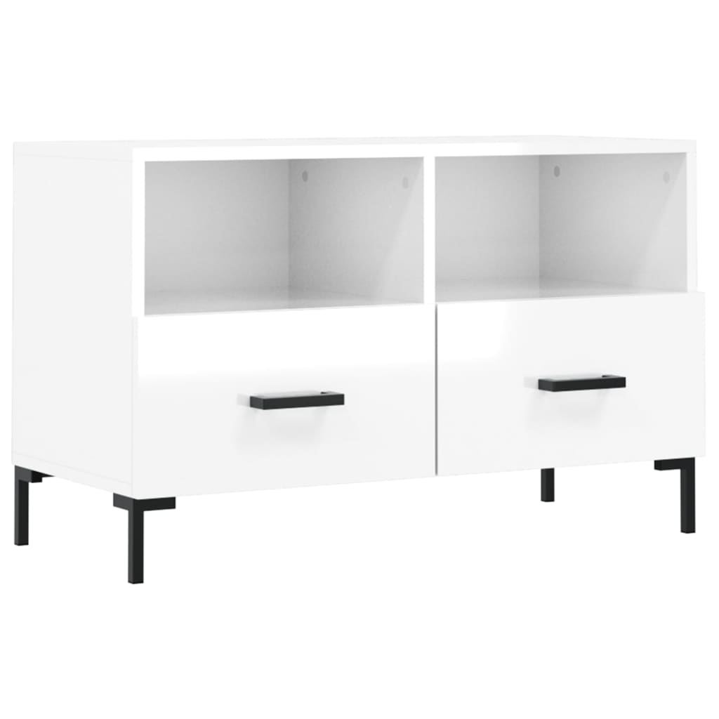 vidaXL Mobile Porta TV Bianco Lucido 80x36x50 cm in Legno Multistrato