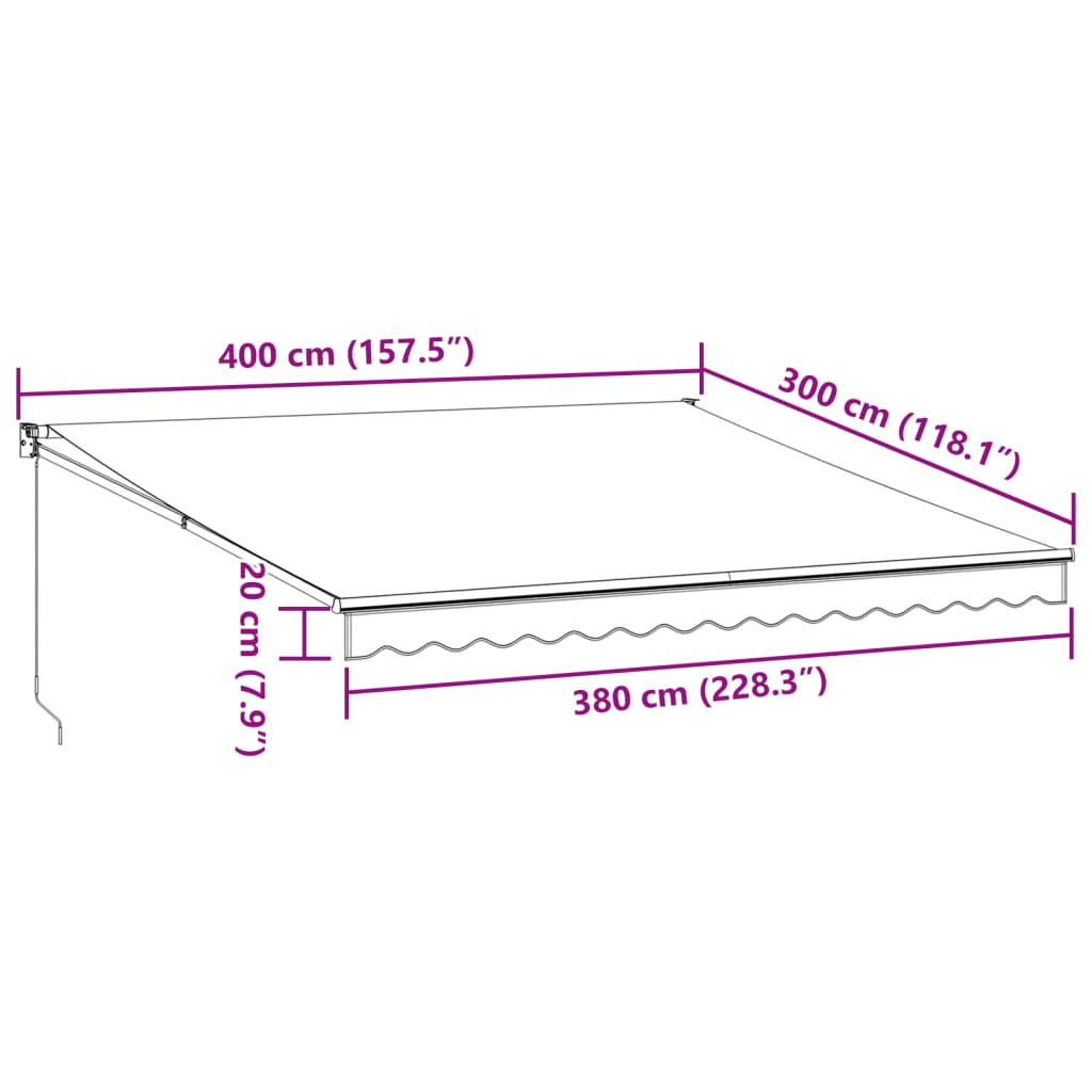 vidaXL Tenda Sole Retrattile Manuale 400x300 cm Marrone