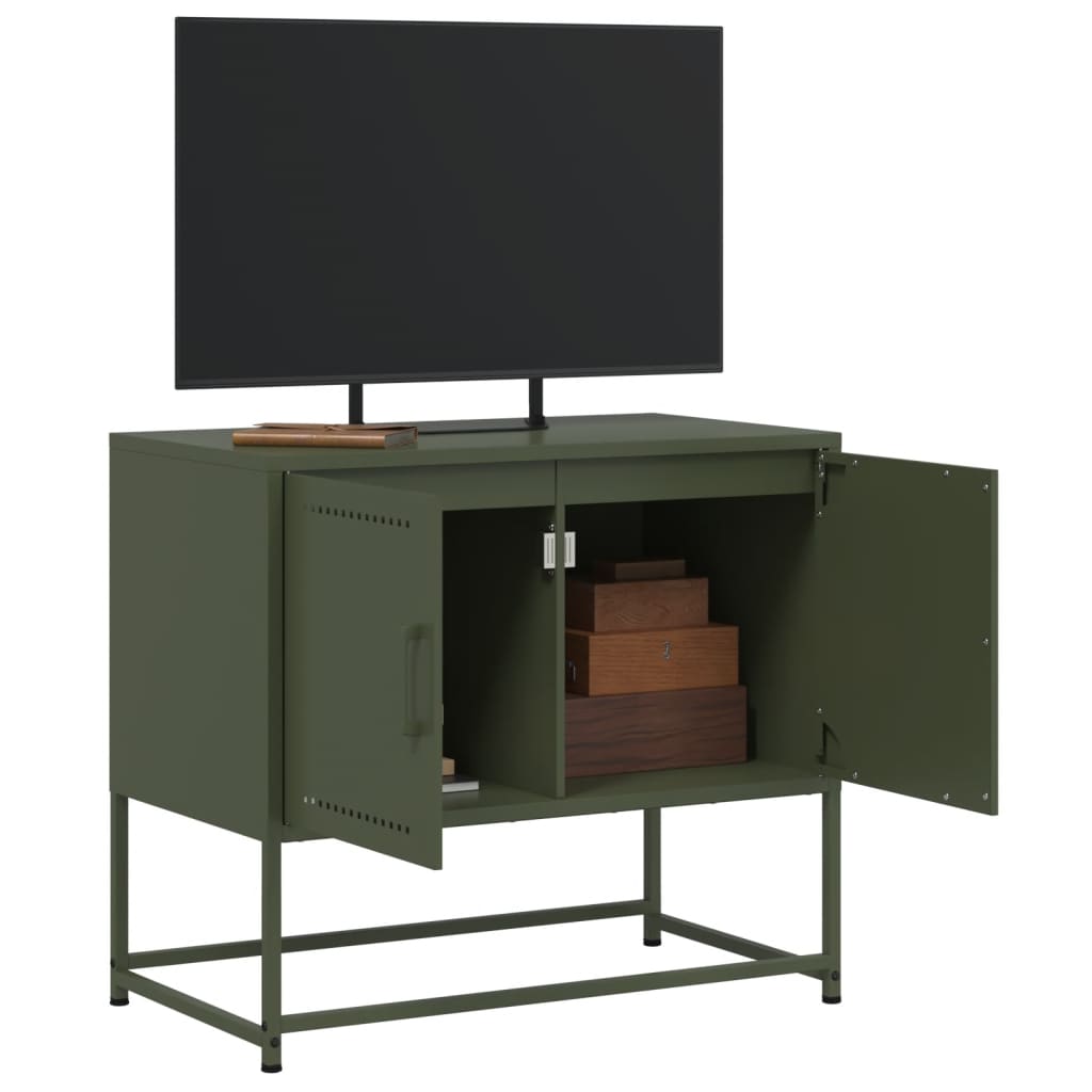 vidaXL Mobile TV Verde Oliva 68,5x39x60,5 cm in Acciaio