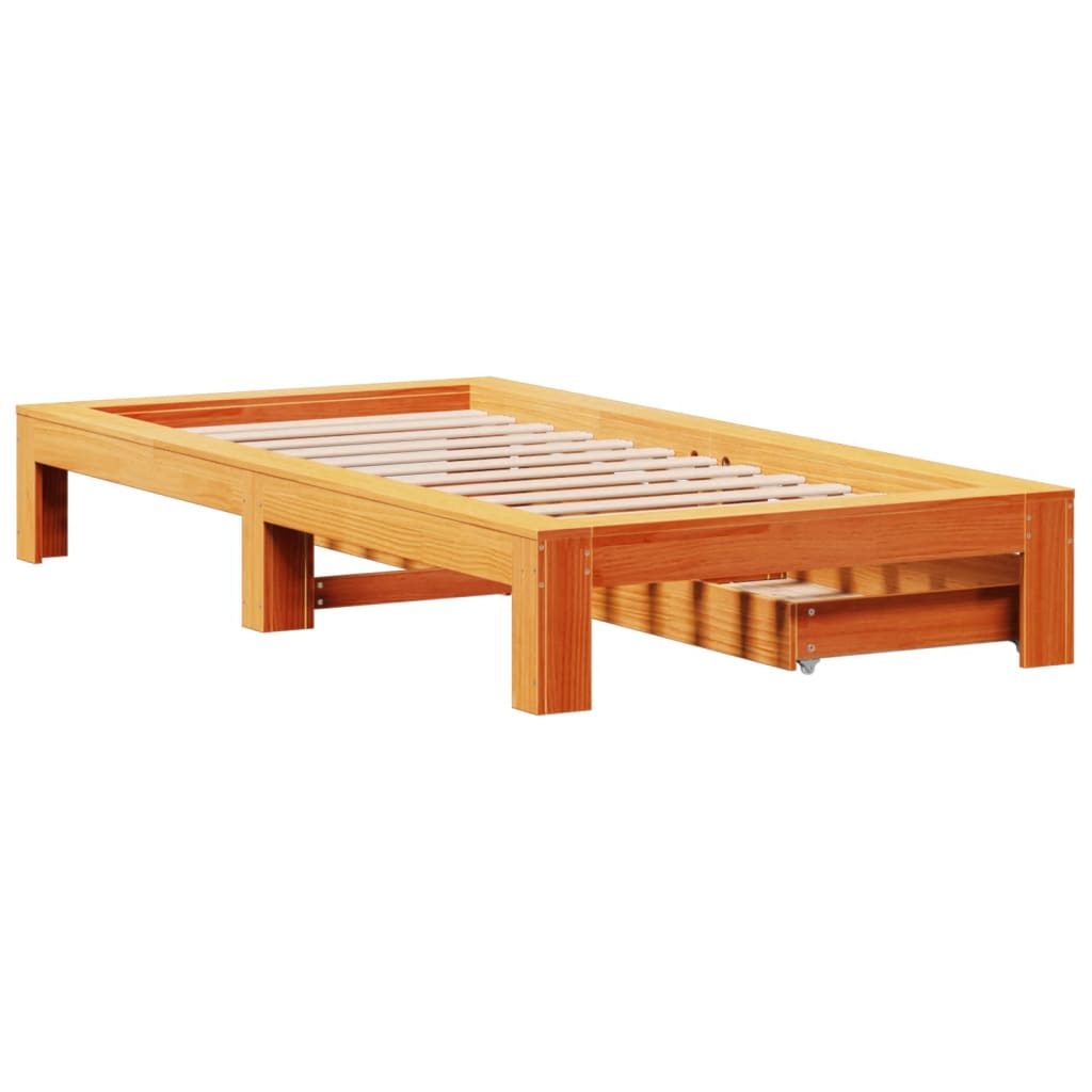 vidaXL Letto senza Materasso Marrone Cera 75x190 cm in Legno di Pino