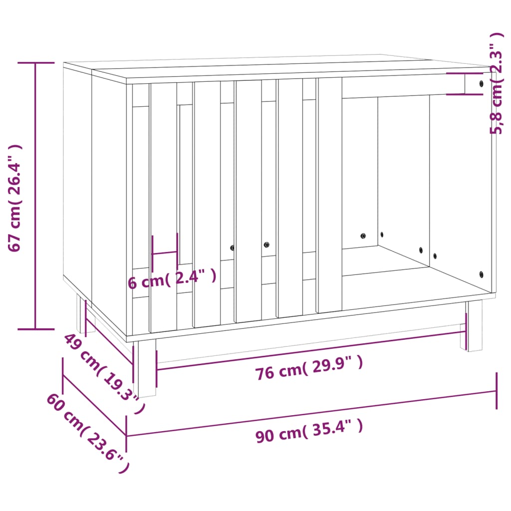 vidaXL Casetta per Cani Bianca 90x60x67 cm in Legno Massello di Pino