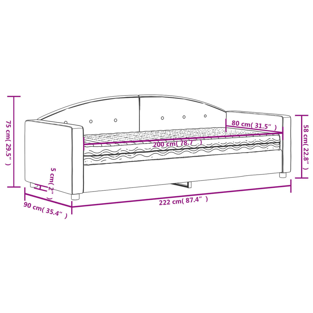 vidaXL Divano Letto con Materasso Giallo 80x200 cm in Velluto