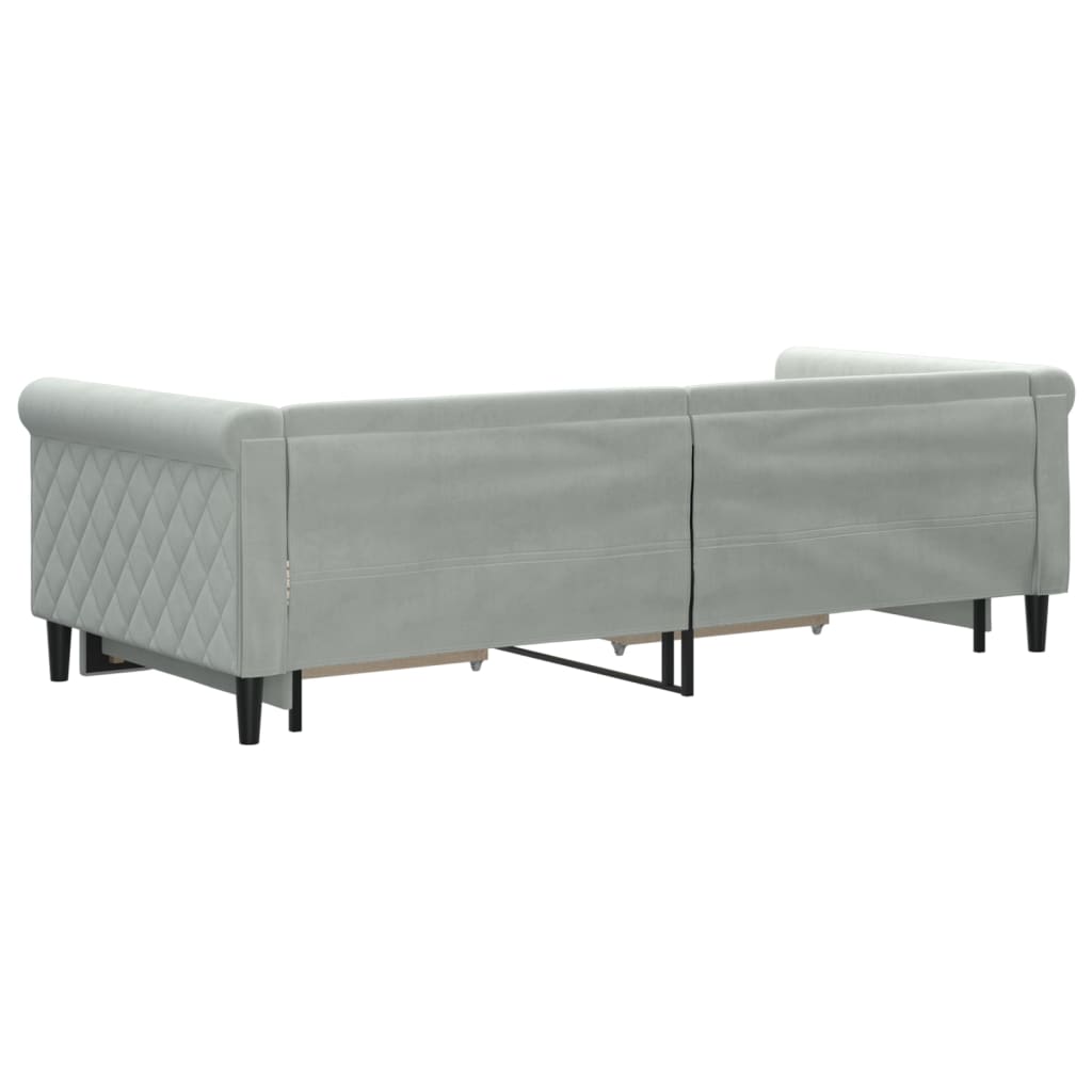 vidaXL Divano Letto Estraibile Cassetti Grigio Chiaro 90x200cm Velluto