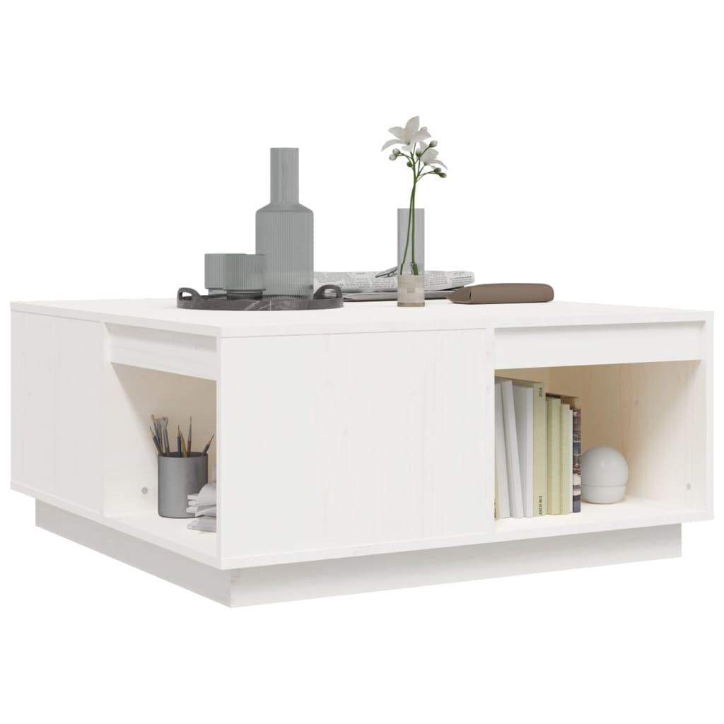 vidaXL Tavolino da Salotto Bianco 80x81x36,5 cm Legno Massello di Pino