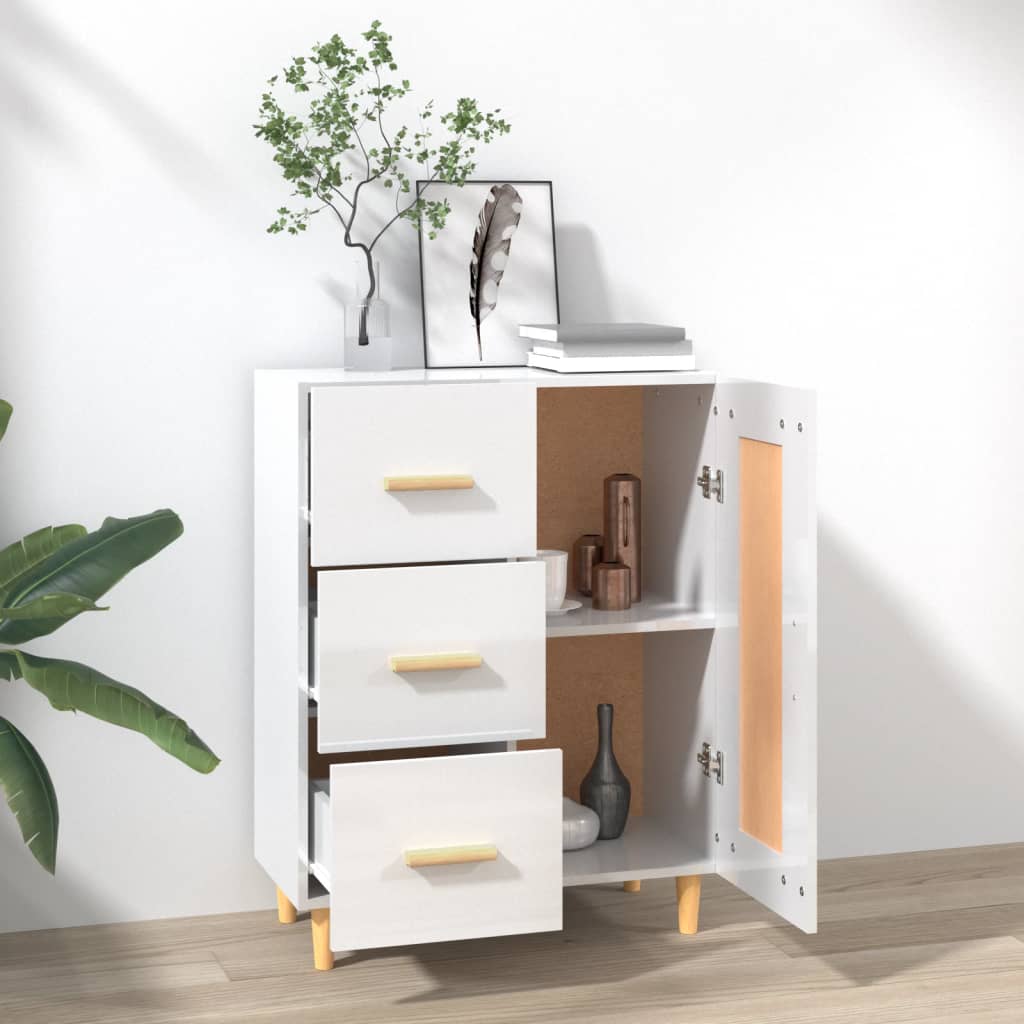 vidaXL Credenza 69,5x34x90 cm in Legno Multistrato Bianco Lucido