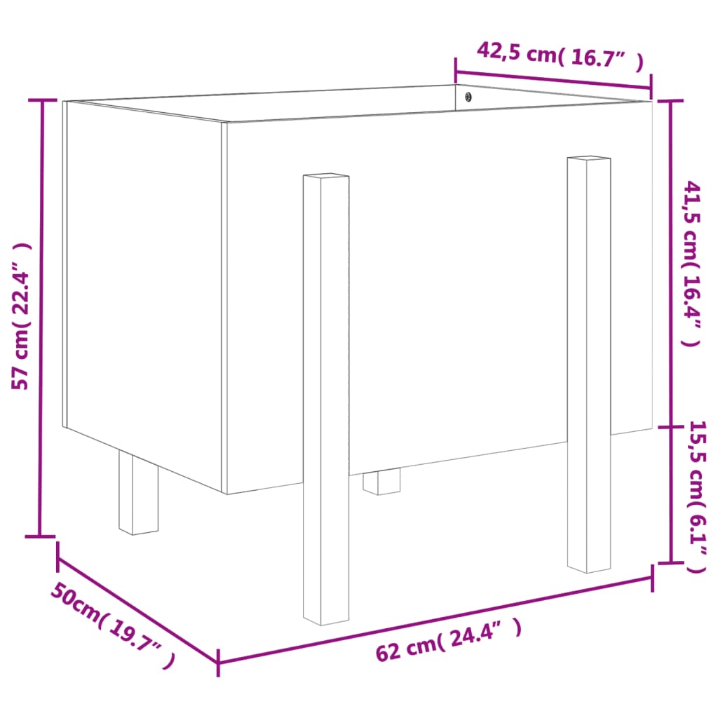 vidaXL Fioriera da Giardino Ambra 62x50x57 cm Legno Massello di Pino