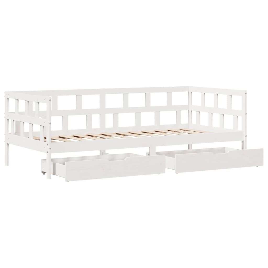 vidaXL Dormeuse con Cassetti Bianco 90x200 cm Legno Massello di Pino