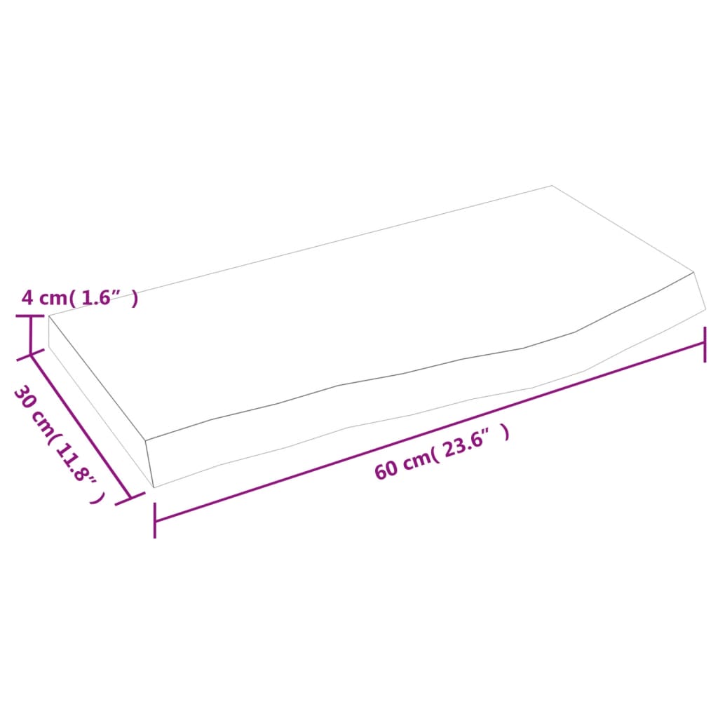 vidaXL Piano Bagno Marrone Scuro 60x30x(2-4)cm Legno Massello Trattato