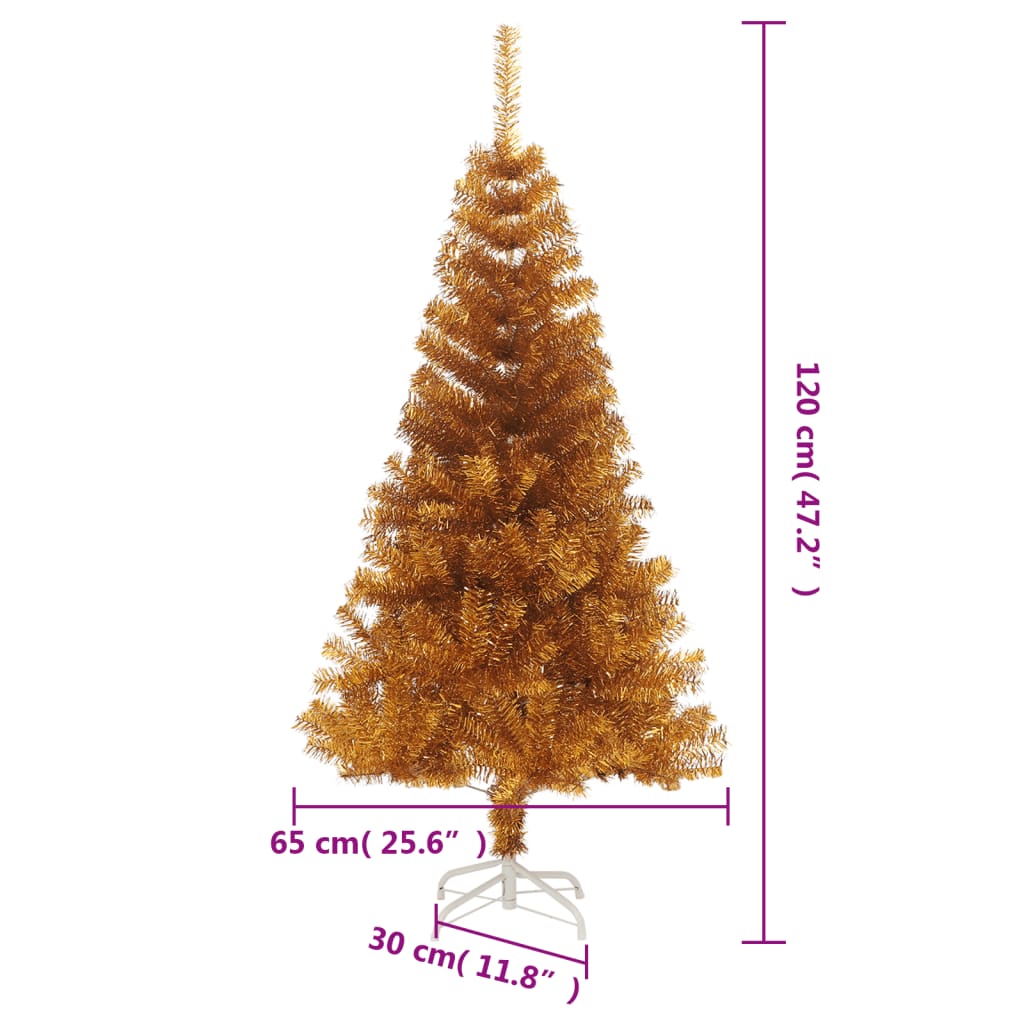 vidaXL Albero di Natale Artificiale con Supporto Oro 120 cm PET