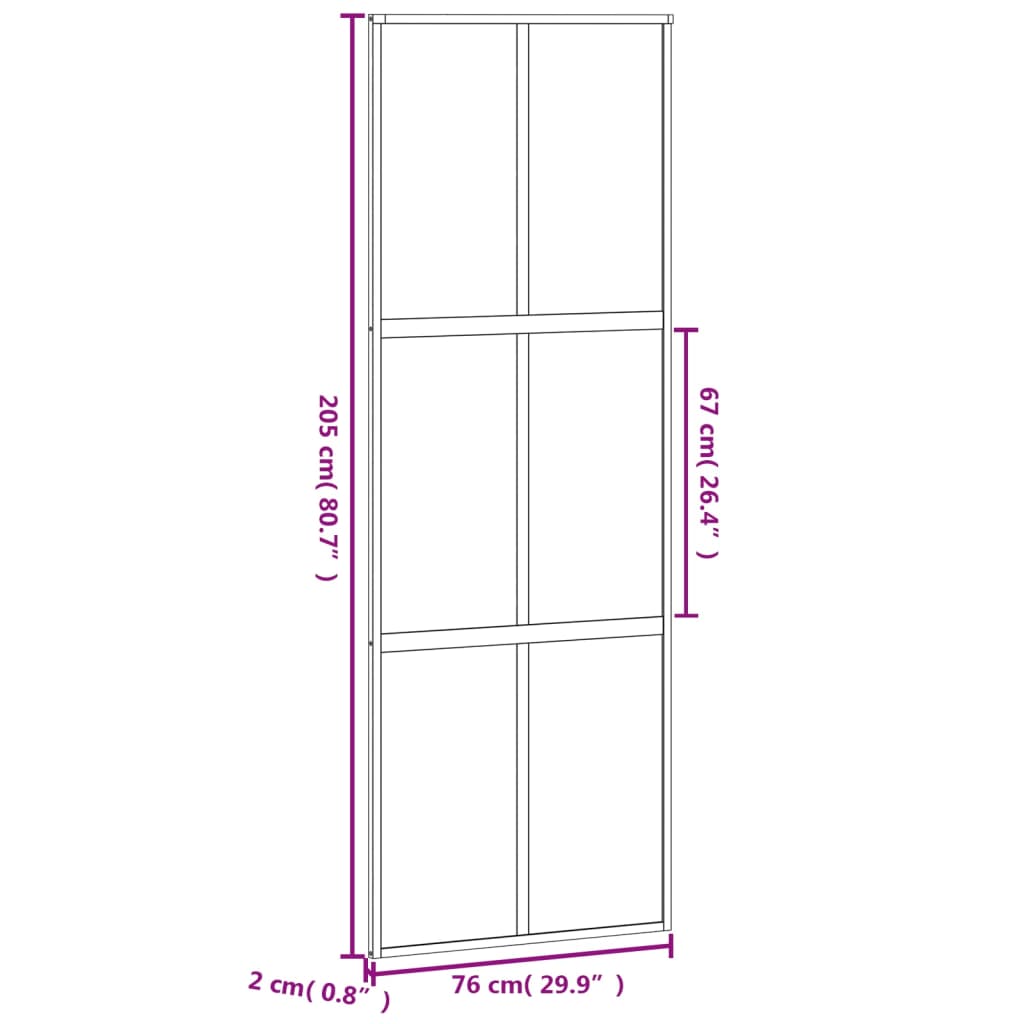 vidaXL Porta Scorrevole Bianca 76x205 cm Vetro Temperato e Alluminio