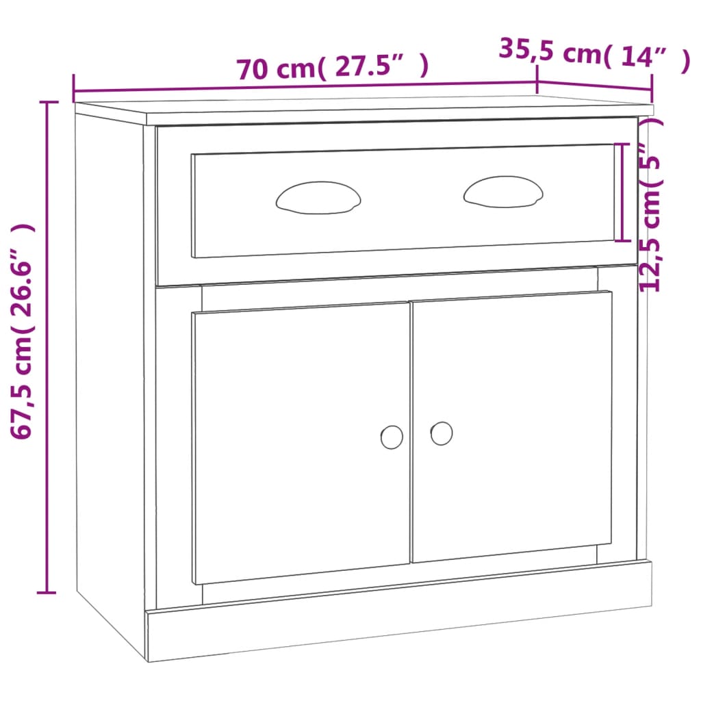 vidaXL Credenza Rovere Sonoma 70x35,5x67,5 cm in Legno Multistrato