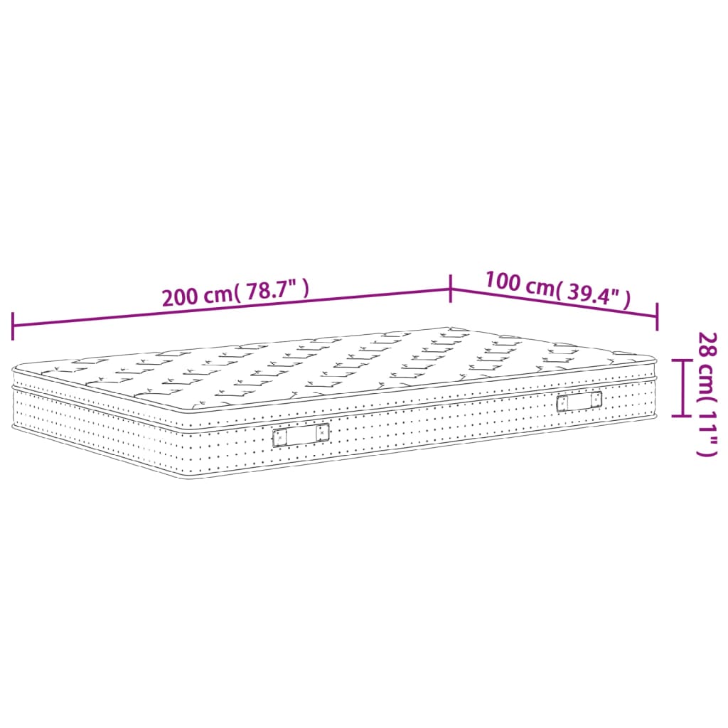 vidaXL Materasso a Molle Insacchettate Medio Plus 100x200 cm