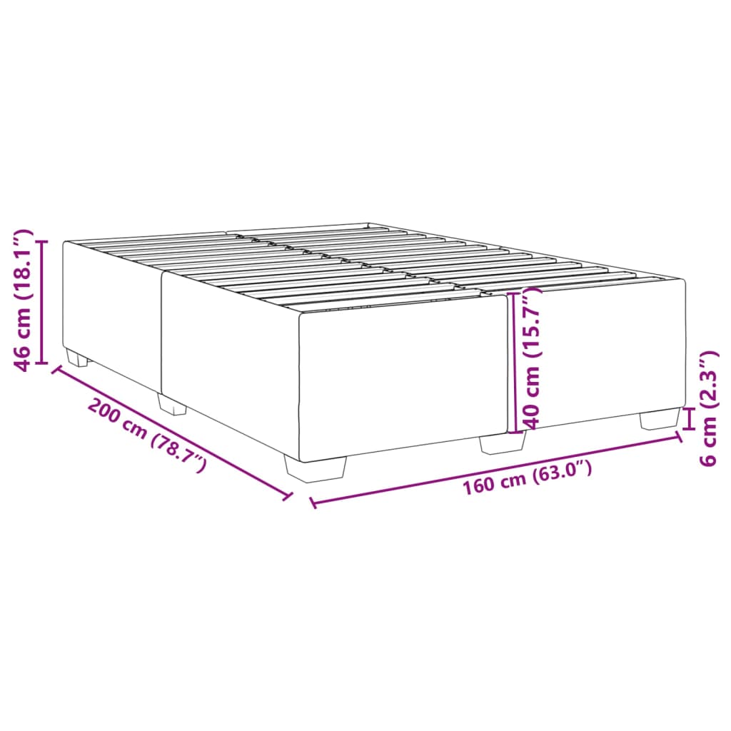 vidaXL Giroletto senza Materasso Crema 160x200 cm in Tessuto