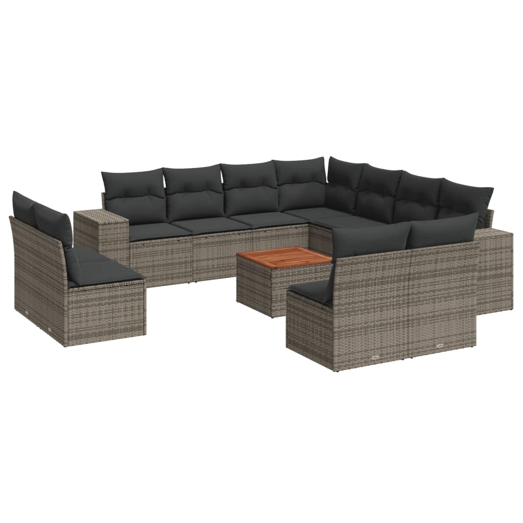 vidaXL Set Divani da Giardino 12 pz con Cuscini Grigio in Polyrattan