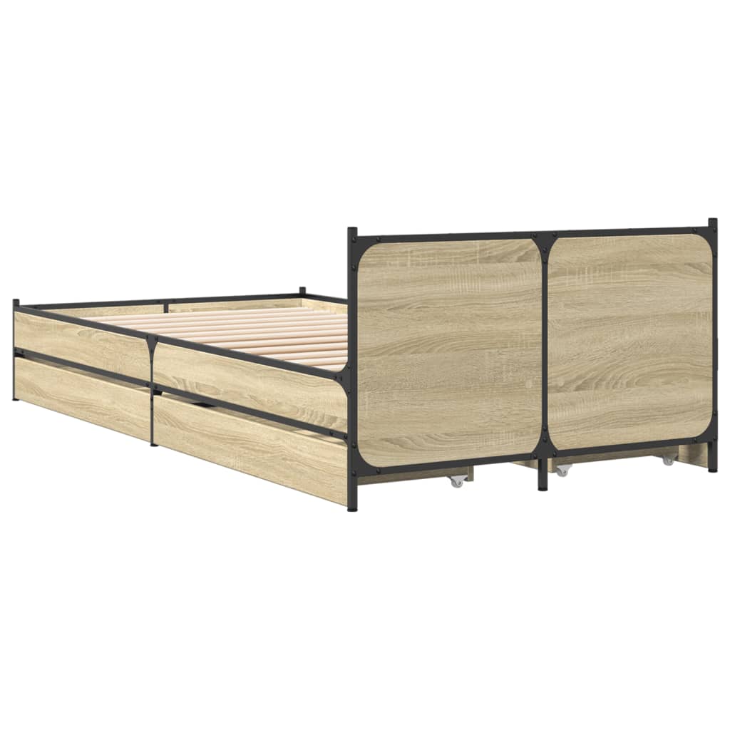 vidaXL Giroletto Cassetti Rovere Sonoma 75x190 cm Legno Multistrato