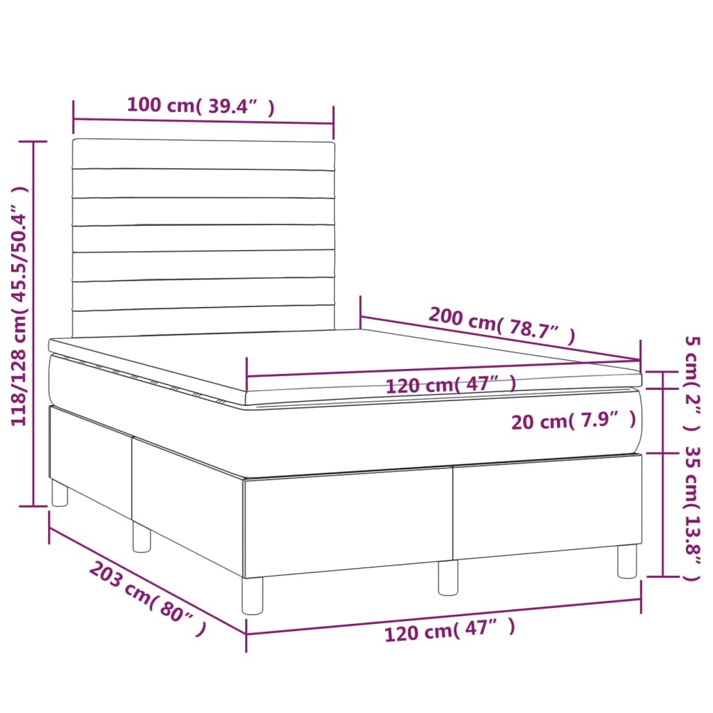 vidaXL Giroletto a Molle con Materasso Rosa 120x200 cm in Velluto