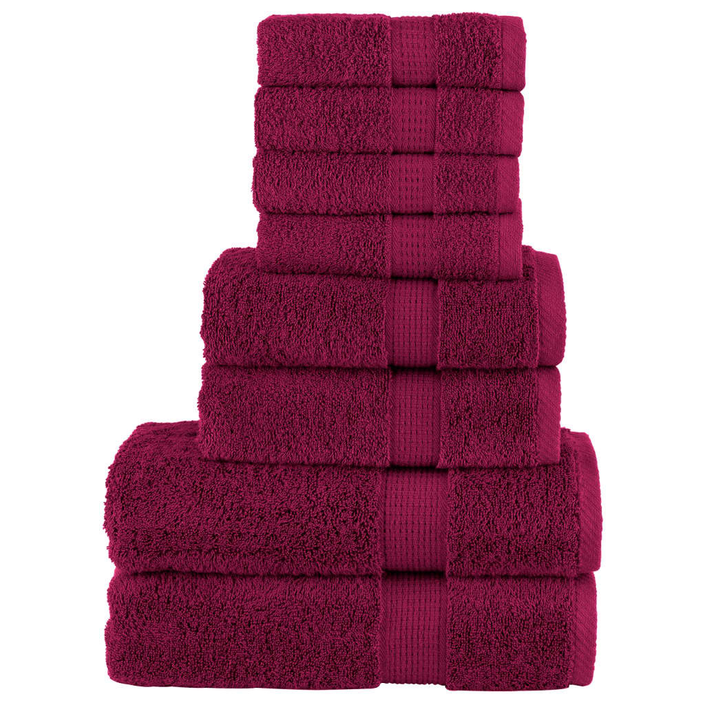 vidaXL Set ASciugamani SOLUND 8 pz Bordeaux 600 gsm