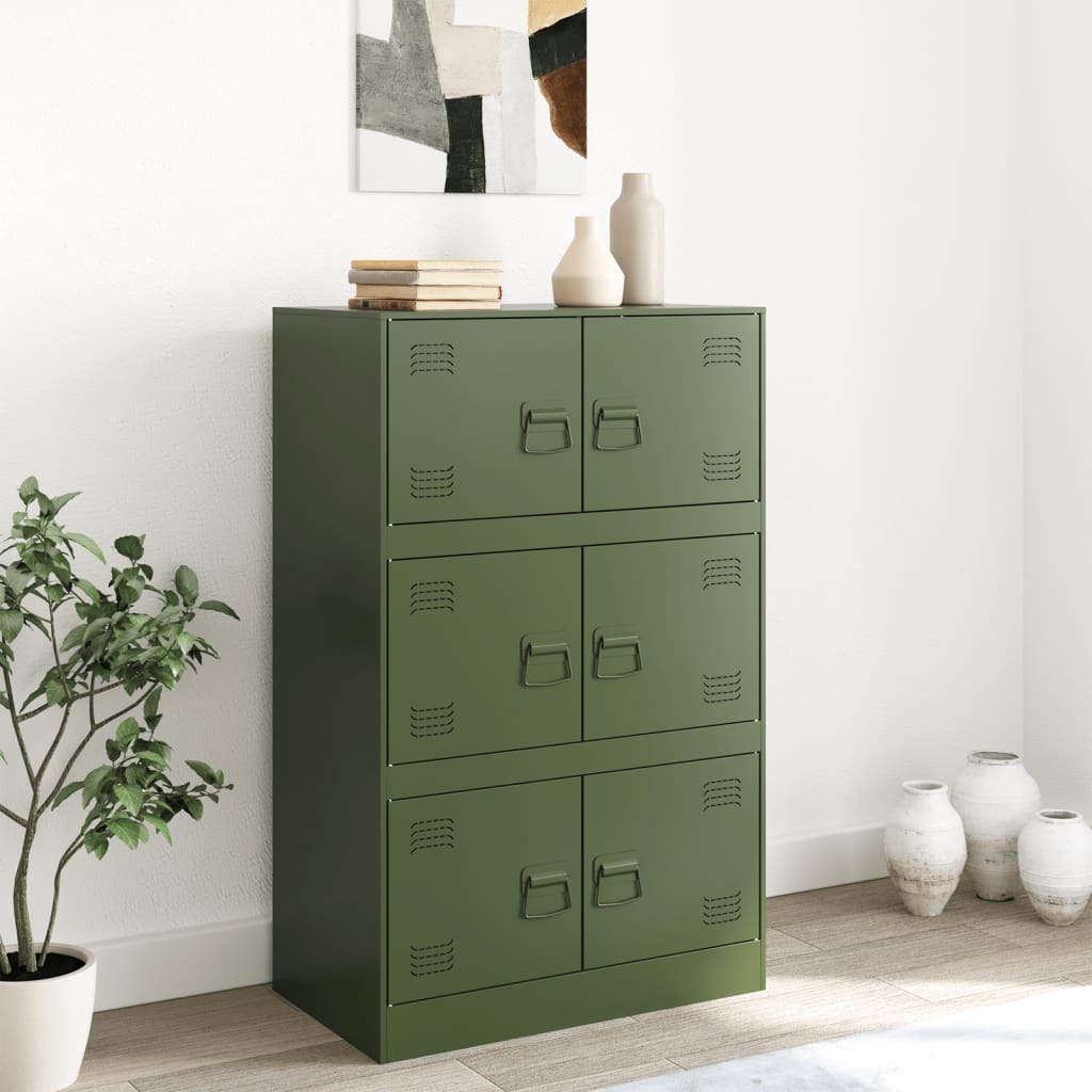 vidaXL Credenza Verde Oliva 67x39x107 cm in Acciaio