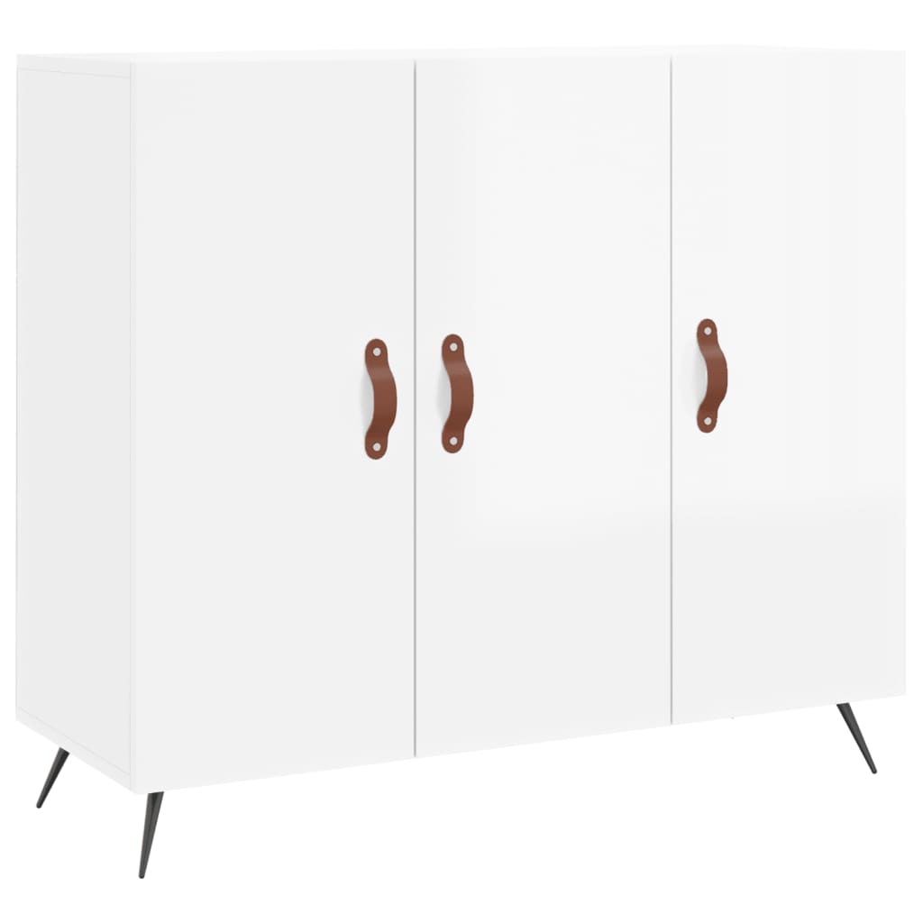 vidaXL Credenza Bianco Lucido 90x34x80 cm in Legno Multistrato