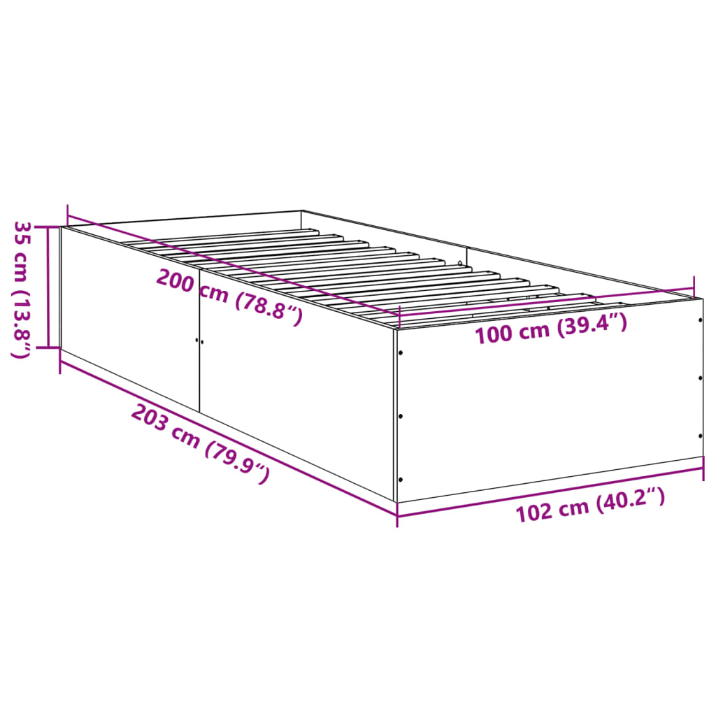 vidaXL Giroletto Rovere Fumo 100x200 cm in Legno Multistrato