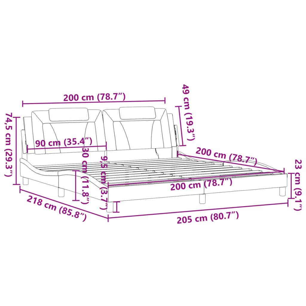 vidaXL Giroletto con Luci LED Bianco e Nero 200x200 cm in Similpelle