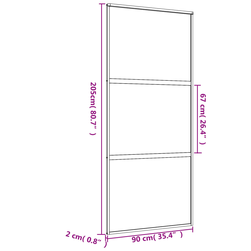 vidaXL Porta Scorrevole Dorata 90x205 Vetro Trasparente ESG Alluminio