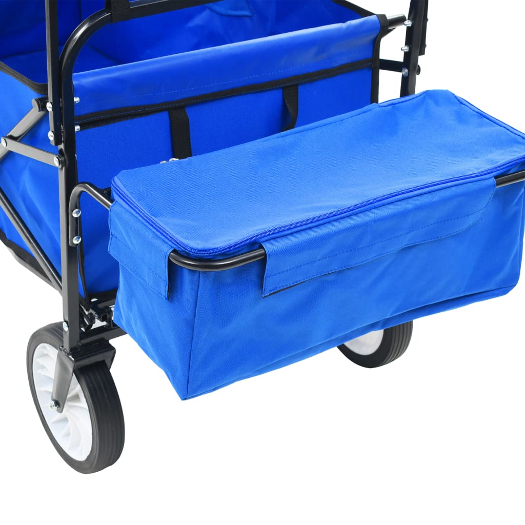 vidaXL Carrello Pieghevole a Mano con Tettuccio in Acciaio Blu