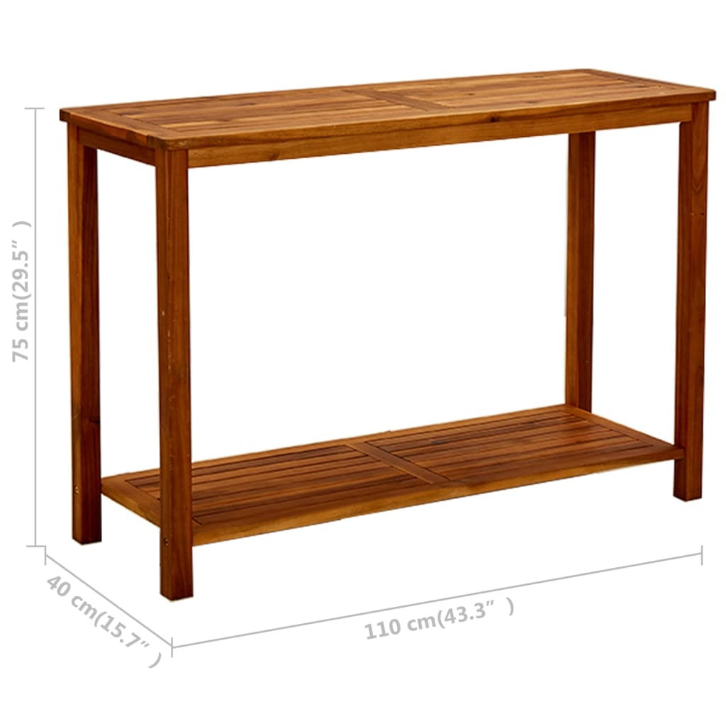 vidaXL Tavolo Consolle da Giardino 110x40x75cm Legno Massello Acacia