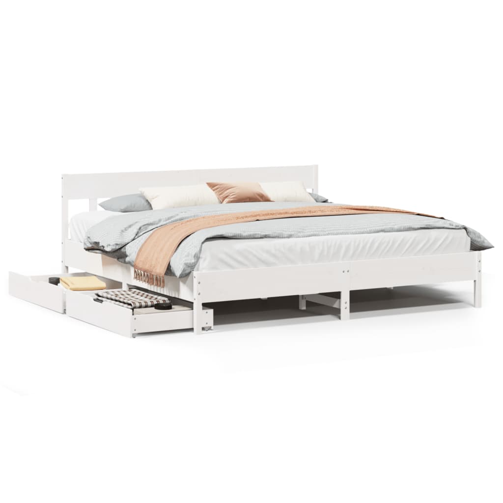 vidaXL Letto senza Materasso Bianco 180x200 cm Legno Massello di Pino