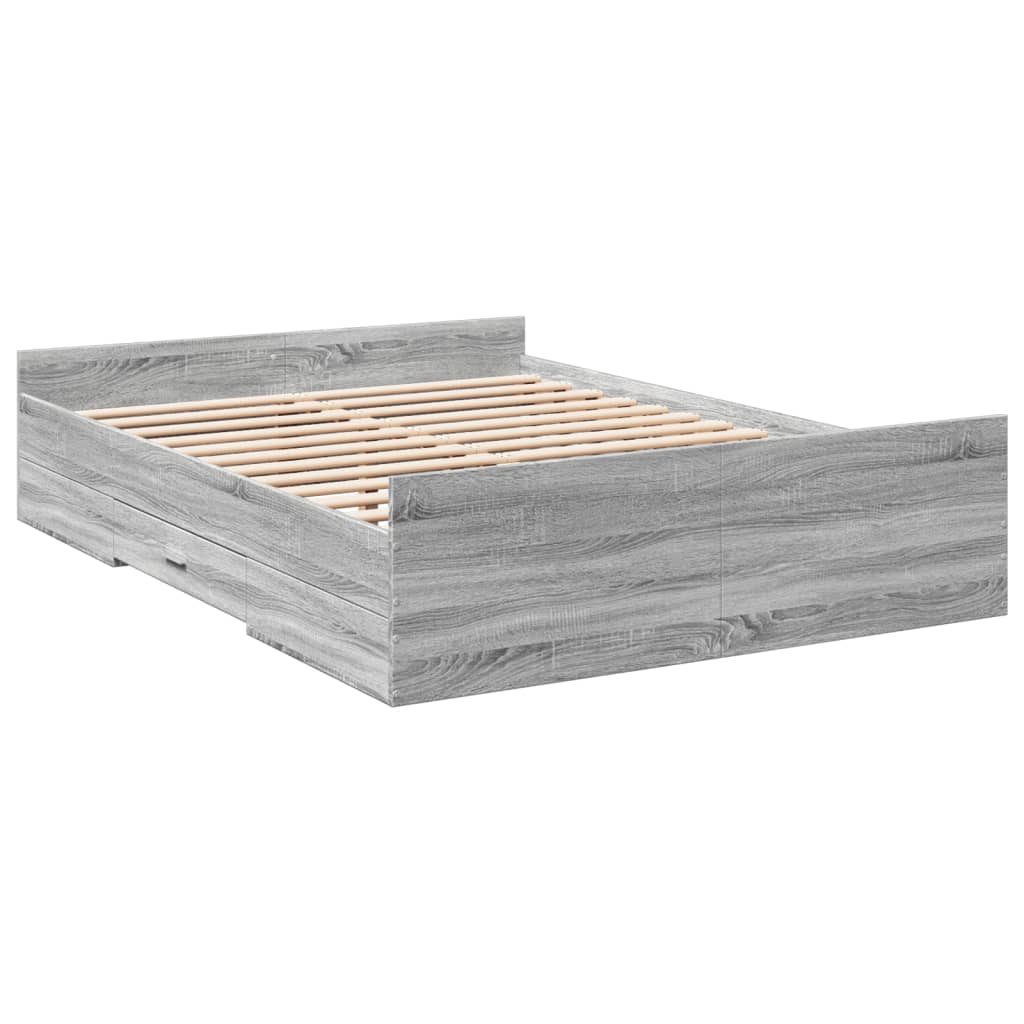 vidaXL Giroletto Cassetti Grigio Sonoma 120x200 cm Legno Multistrato