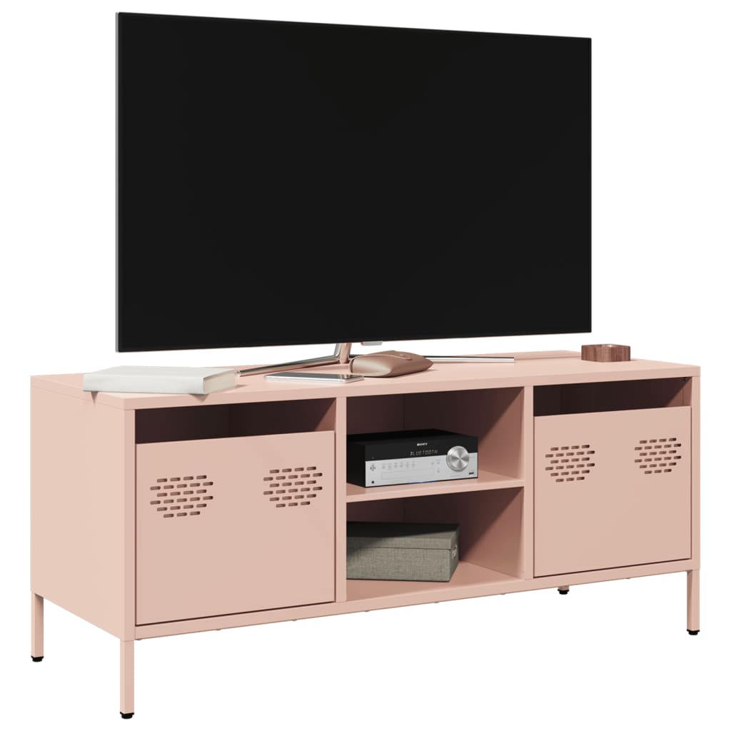 vidaXL Mobile TV Rosa 101,5x39x43,5 cm in Acciaio Laminato a Freddo