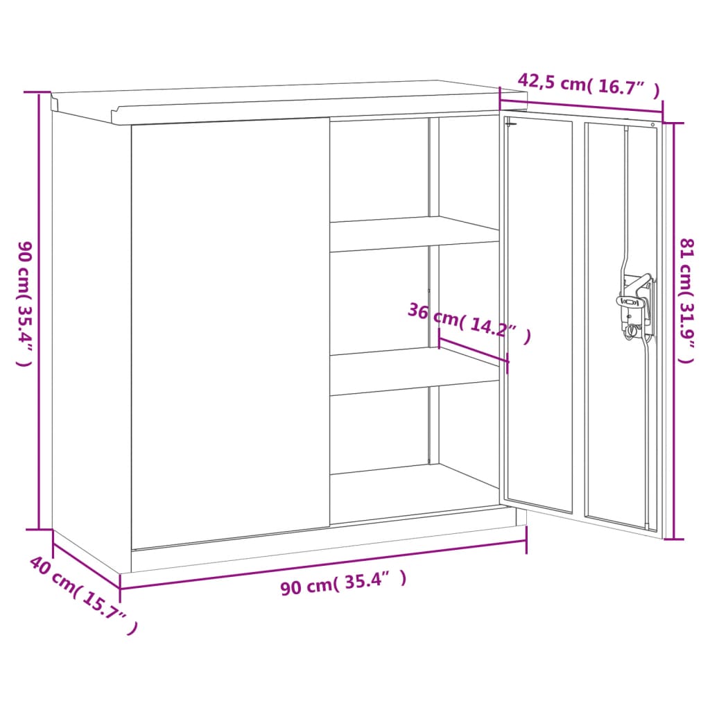 vidaXL Armadio Classificatore Grigio Chiaro 90x40x130 cm in Acciaio