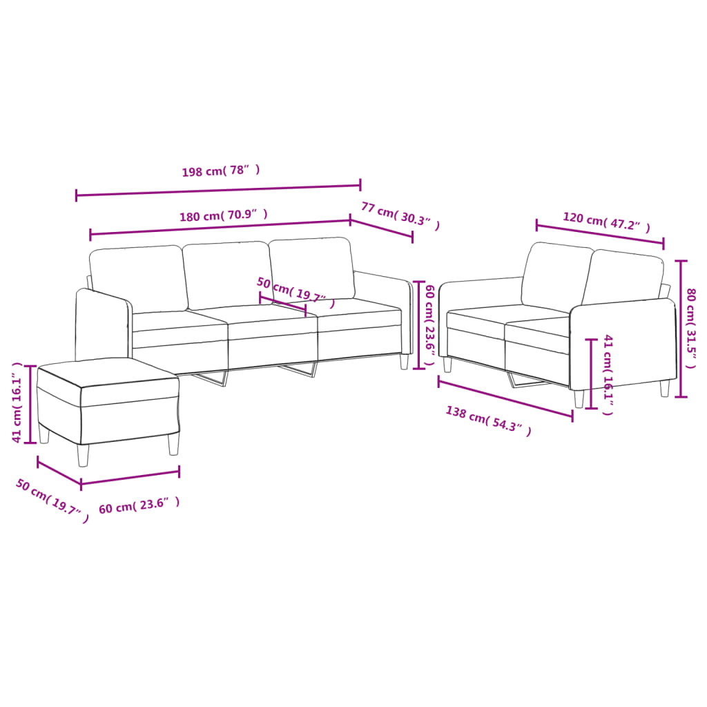 vidaXL Set di Divani 3 pz Nero in Velluto