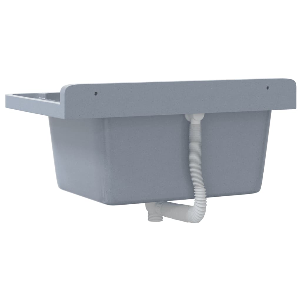 vidaXL Lavabo a Parete Grigio 60x40x28 cm in Resina