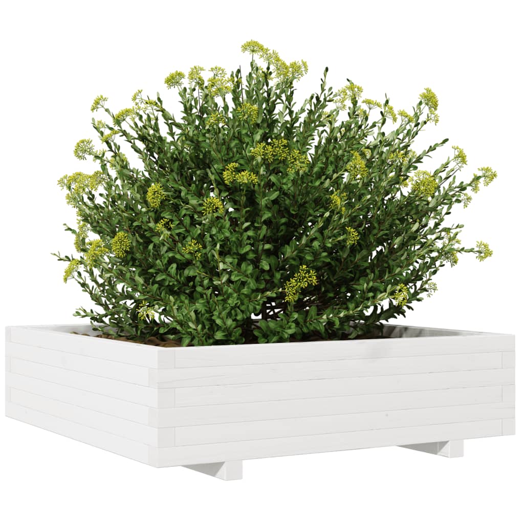 vidaXL Fioriera da Giardino Bianca 90x90x26,5cm Legno Massello di Pino