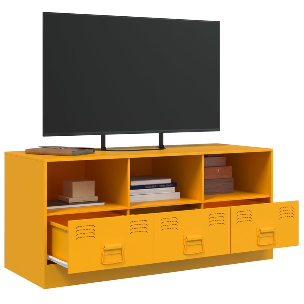 vidaXL Mobile Porta TV Giallo Senape 99x39x44 cm in Acciaio