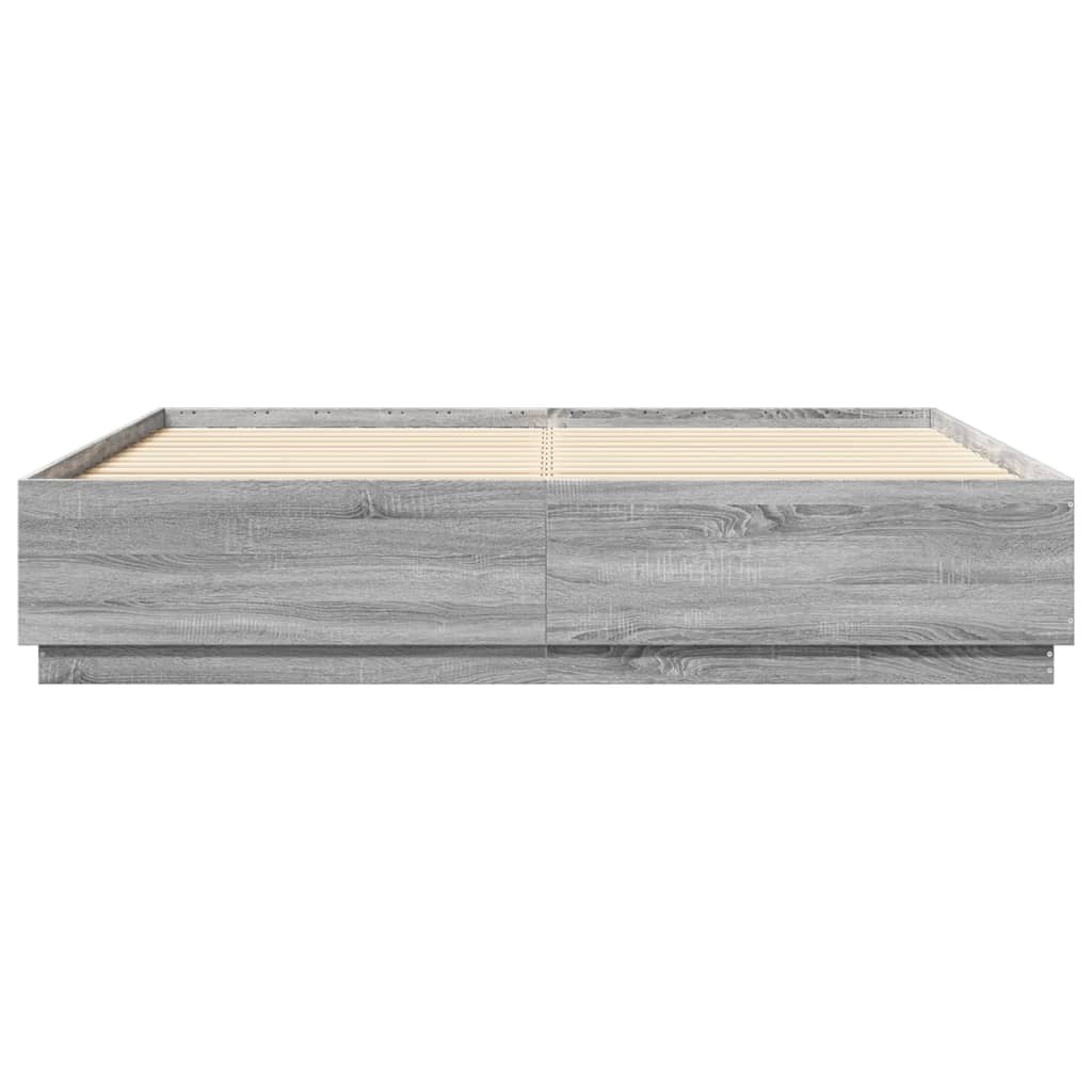 vidaXL Giroletto Luci LED Grigio Sonoma 180x200 cm Legno Multistrato