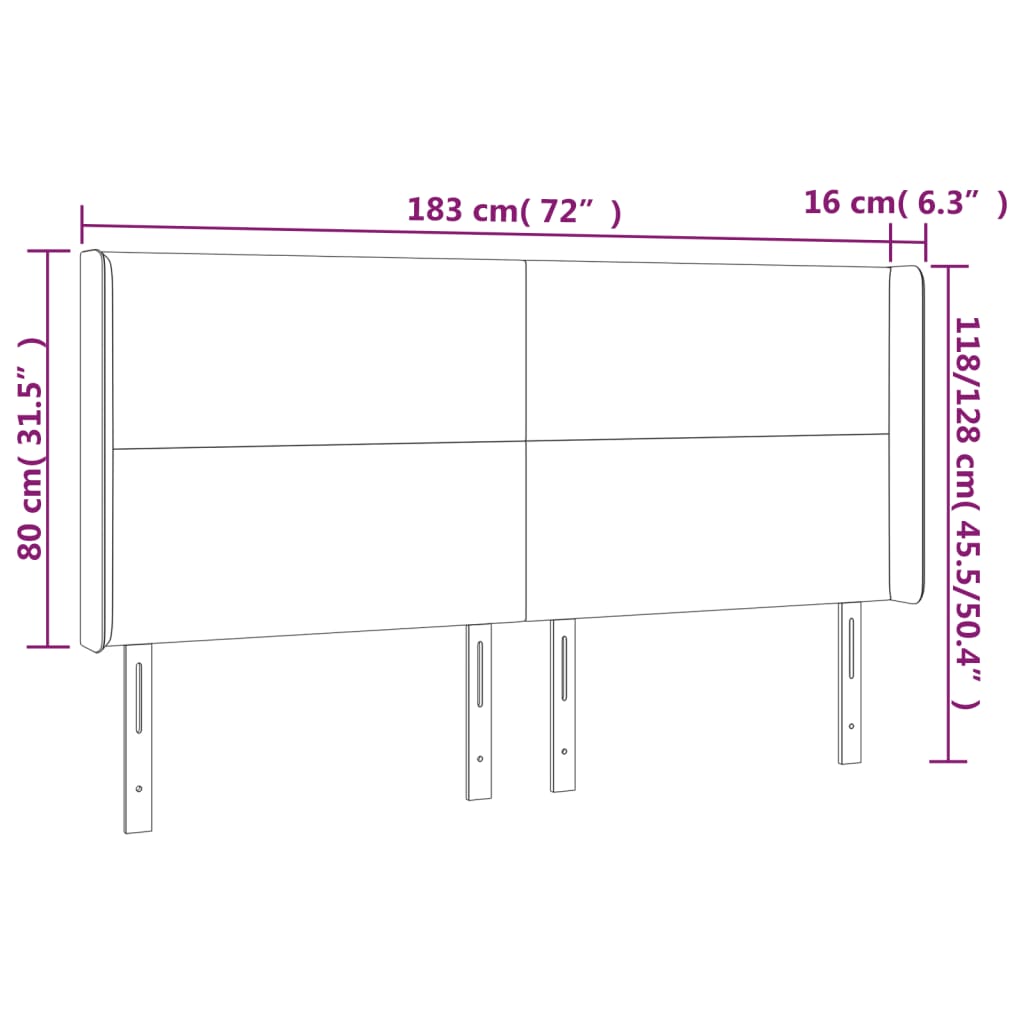 vidaXL Testiera ad Orecchio Bianco 183x16x118/128 cm in Similpelle