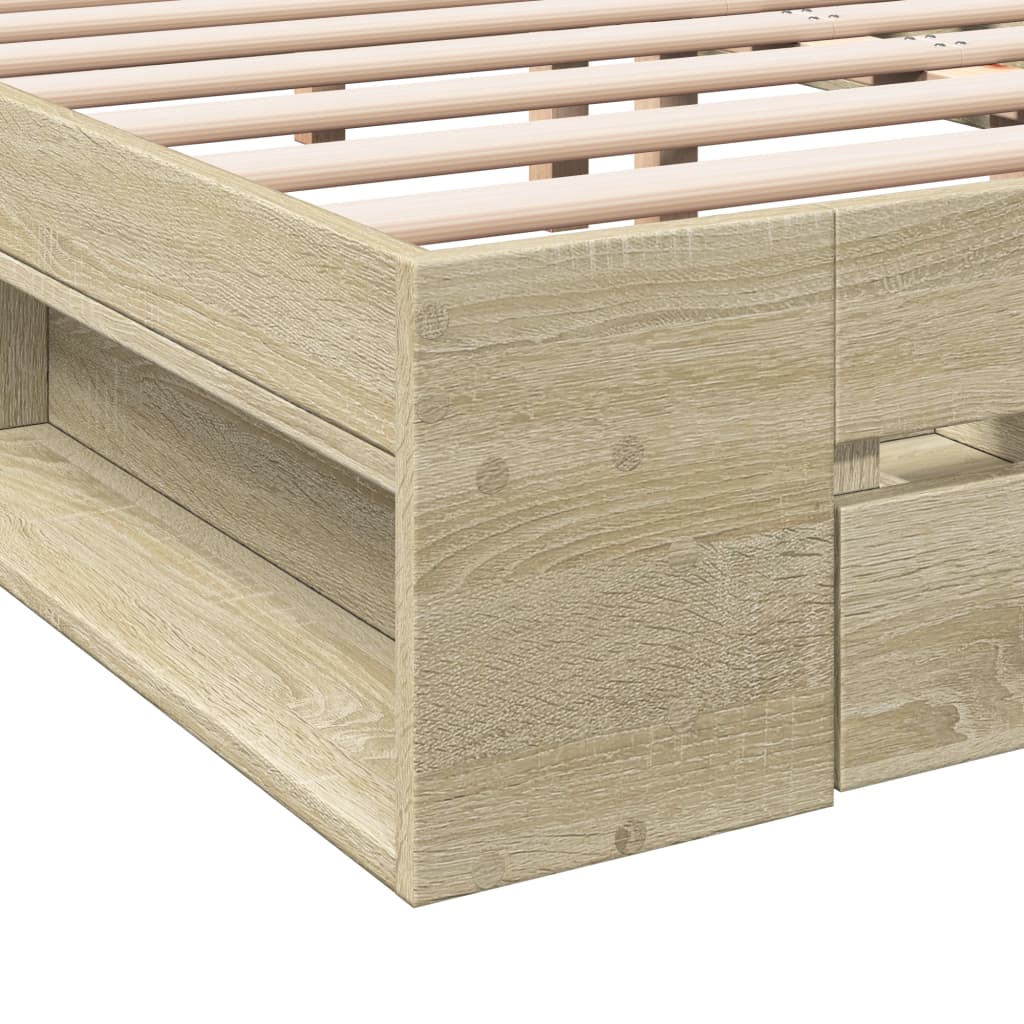 vidaXL Giroletto Cassetti Rovere Sonoma 200x200 cm Legno Multistrato